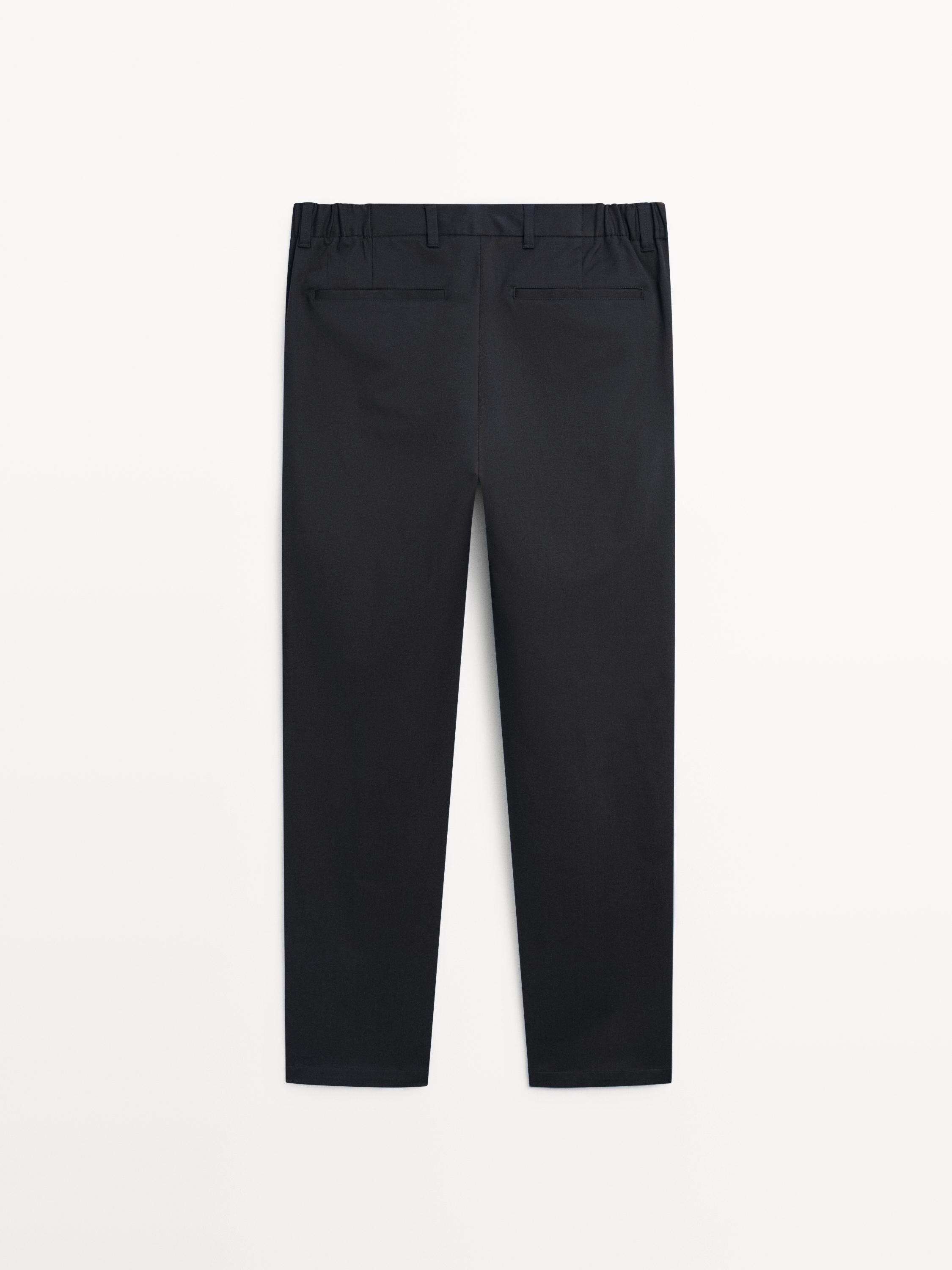 Pantalon tapered fit en coton mélang
